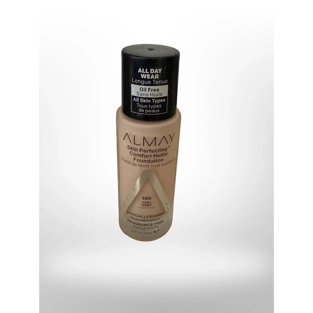 Almay Skin Perfecting Comfort Matte Foundation 100 Cool Ivory 1oz Oil Free New